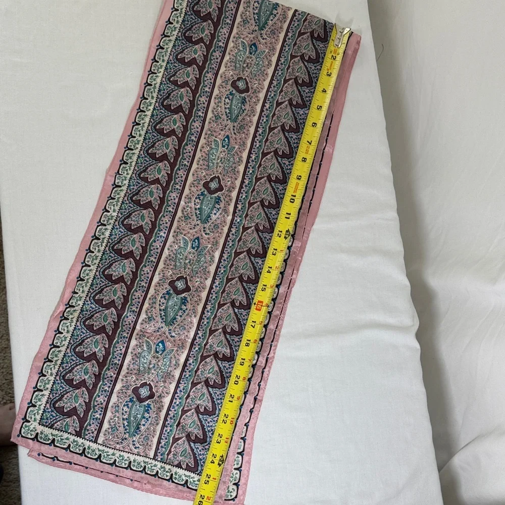 Pink and Blue Silk Paisley Scarf